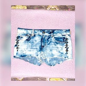 Distressed Denim Shorts (Studded)